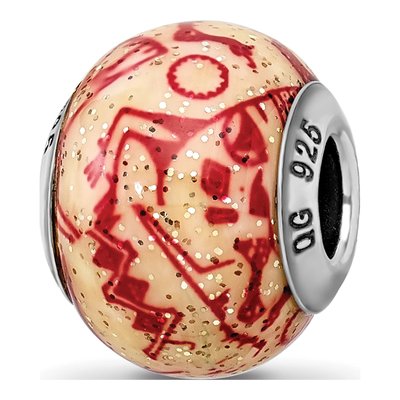 Sterling Silver Red Glass Bead