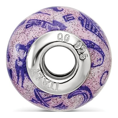 Sterling Silver Purple Glass Bead – view 3