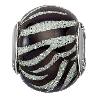 Sterling Silver Murano Glass Stripe Bead – view 6