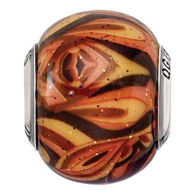 Sterling Silver Orange Glass Bead – view 5