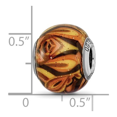 Sterling Silver Orange Glass Bead – view 7
