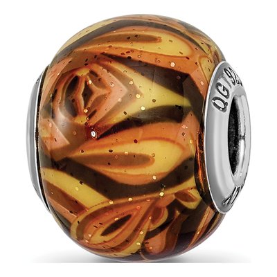Sterling Silver Orange Glass Bead