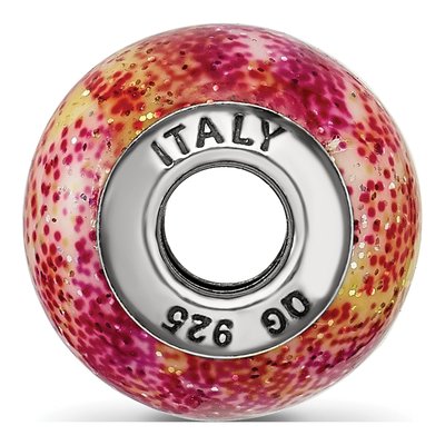 Sterling Silver Fuschia Glass Bead – view 2