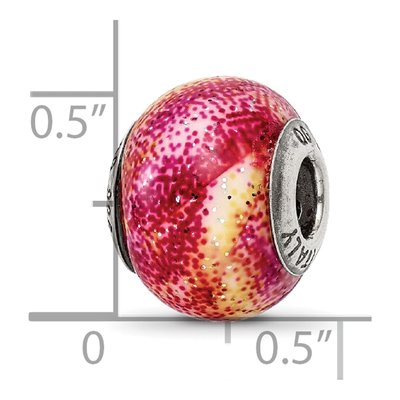 Sterling Silver Fuschia Glass Bead – view 5
