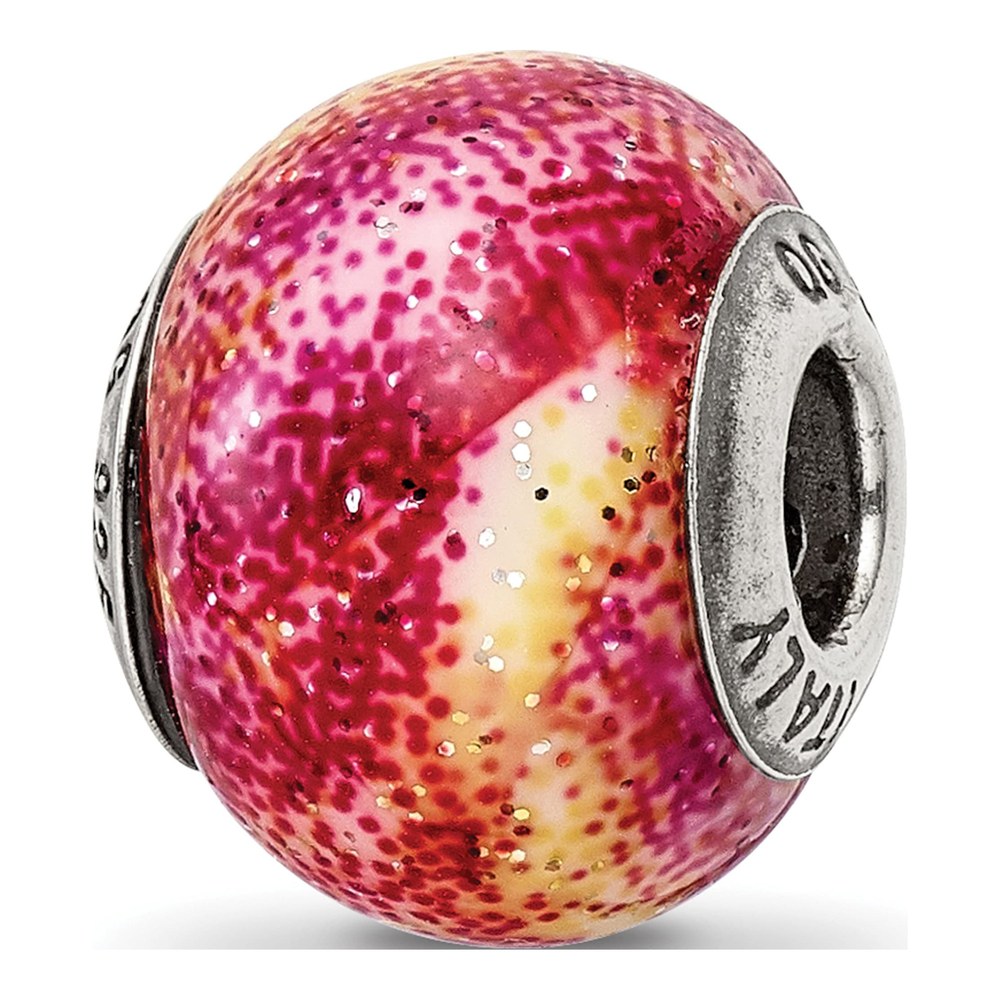 Sterling Silver Fuschia Glass Bead