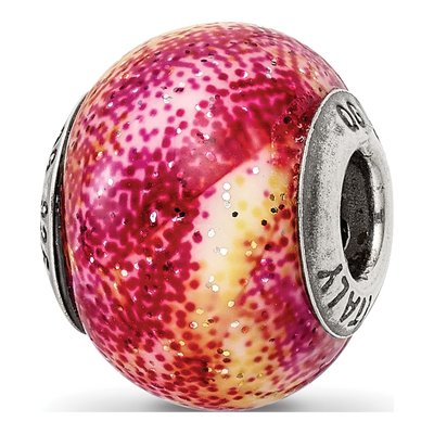 Sterling Silver Fuschia Glass Bead