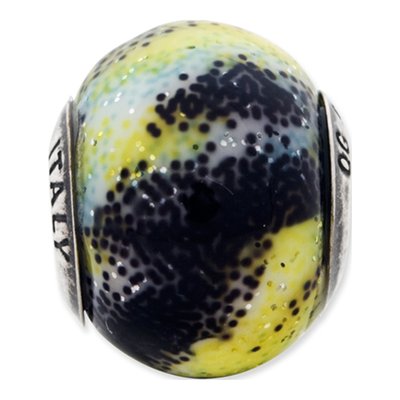 Sterling Silver Green Black Glass Bead – view 5