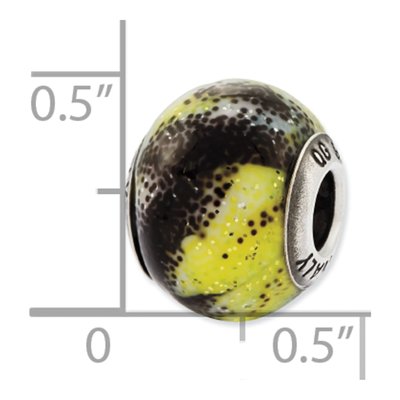 Sterling Silver Green Black Glass Bead – view 6