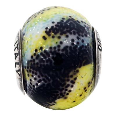 Sterling Silver Green Black Glass Bead