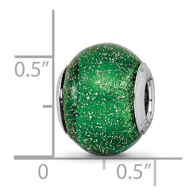 Sterling Silver Green Glitter Glass Bead – view 7