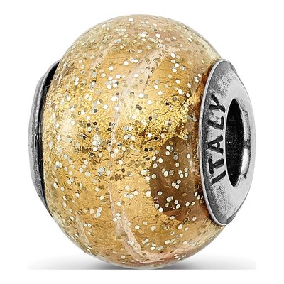 Sterling Silver Murano Glass Glitter Bead