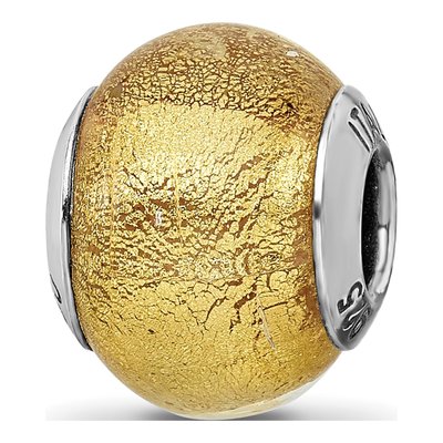 Sterling Silver Olive Murano Glass Bead