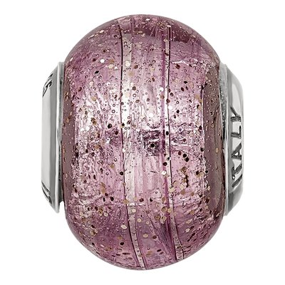 Sterling Silver Pink Glitter Murano Glass Bead – view 6