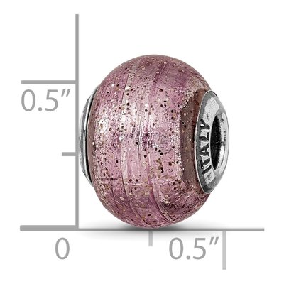 Sterling Silver Pink Glitter Murano Glass Bead – view 7