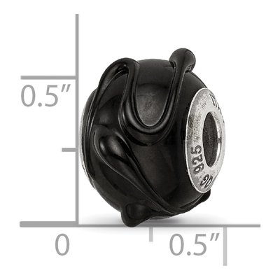 Sterling Silver Black Glass Bead – view 7