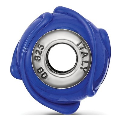 Sterling Silver Murano Glass Dark Blue Bead – view 2