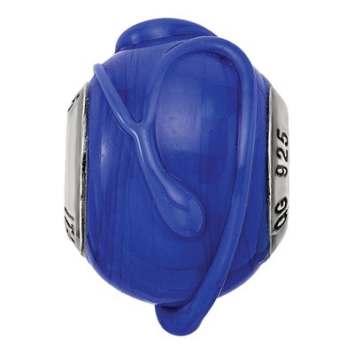 Sterling Silver Murano Glass Dark Blue Bead – view 4