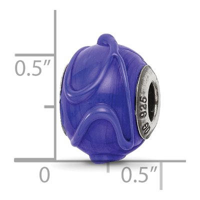 Sterling Silver Murano Glass Dark Blue Bead – view 5