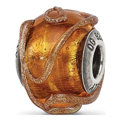 Sterling Silver Brown Glass Bead