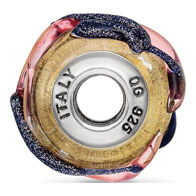 Sterling Silver Murano Glass Blue Bead – view 2