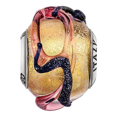 Sterling Silver Murano Glass Blue Bead – view 3
