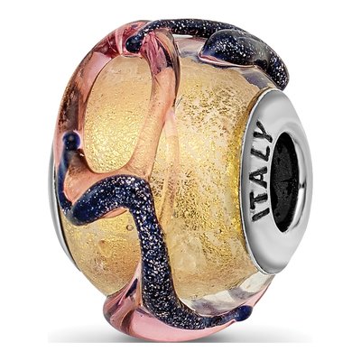 Sterling Silver Murano Glass Blue Bead