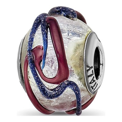 Sterling Silver Purple Murano Glass Bead