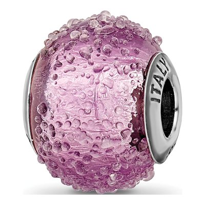 Sterling Silver Murano Glass Purple Bead
