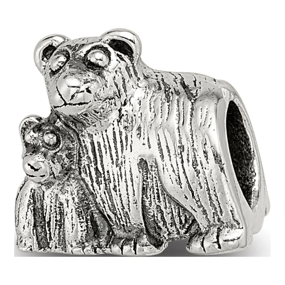 Sterling Silver Mama Baby Bear Bead