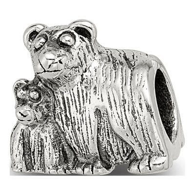 Sterling Silver Mama Baby Bear Bead
