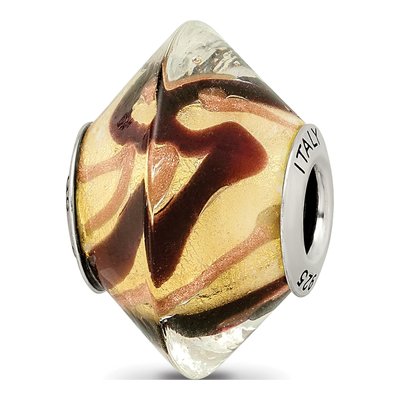 Sterling Silver Black Murano Glass Bead