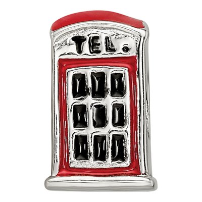 Sterling Silver Enameled Telephone Booth Bead – view 7