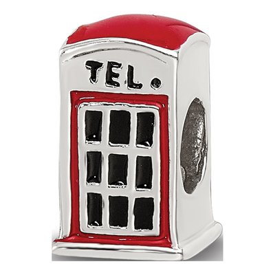 Sterling Silver Enameled Telephone Booth Bead