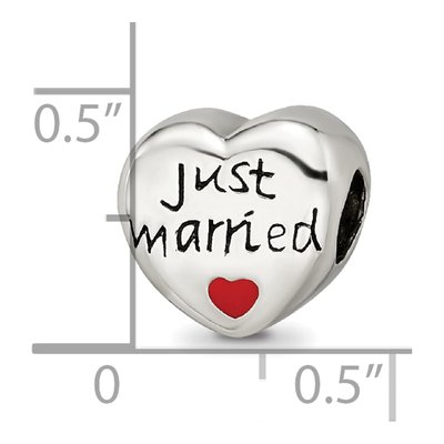 Sterling Silver Just Married Heart Bead – view 5