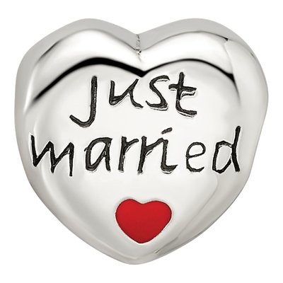 Sterling Silver Just Married Heart Bead – view 6