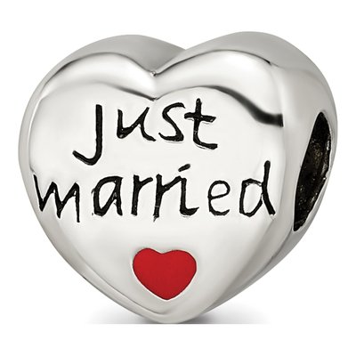 Sterling Silver Just Married Heart Bead