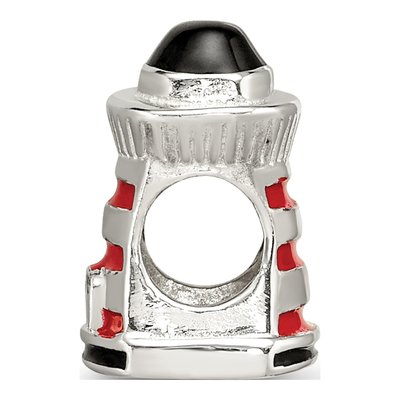 Sterling Silver Enameled Lighthouse Bead – view 4