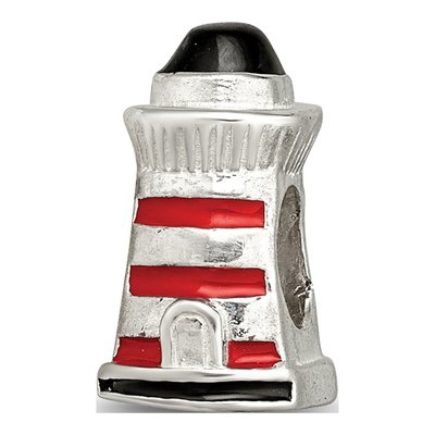 Sterling Silver Enameled Lighthouse Bead