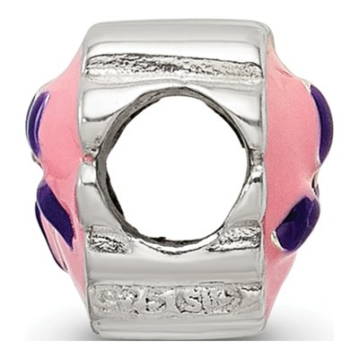 Sterling Silver Enamel Heart Bow Bead – view 4