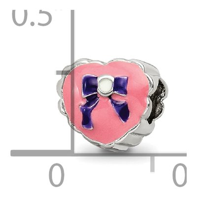 Sterling Silver Enamel Heart Bow Bead – view 5