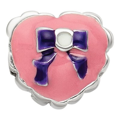 Sterling Silver Enamel Heart Bow Bead – view 6