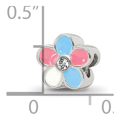 Sterling Silver Kids Enameled Flower Bead – view 5