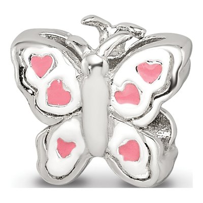 Sterling Silver Kids Enamel Butterfly Bead