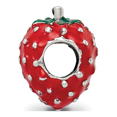Sterling Silver Kids' Enameled Strawberry Bead – view 4