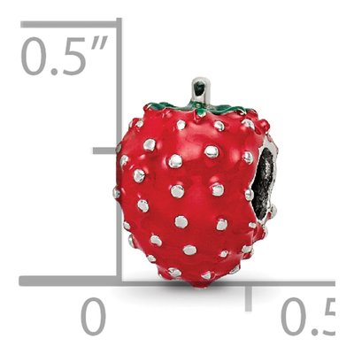 Sterling Silver Kids' Enameled Strawberry Bead – view 5