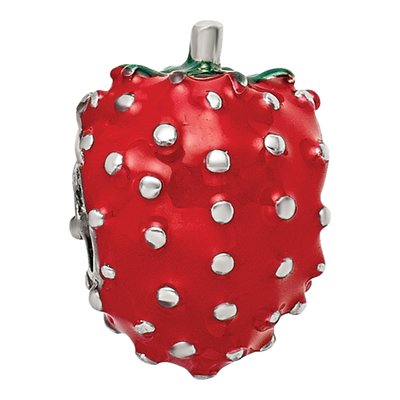 Sterling Silver Kids' Enameled Strawberry Bead – view 6