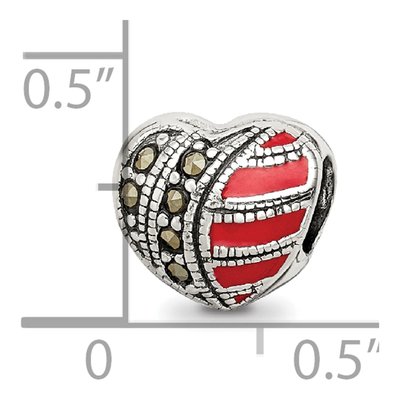 Sterling Silver Marcasite Enamel Heart Bead – view 6