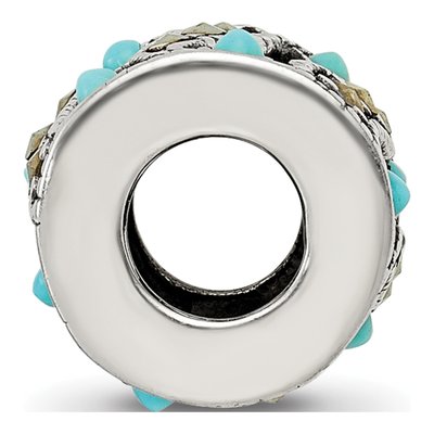 Sterling Silver Turquoise Marcasite Bead – view 4
