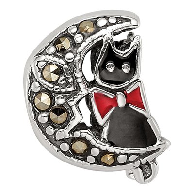Sterling Silver Cat Moon Marcasite Bead – view 5