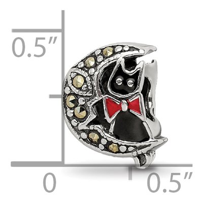 Sterling Silver Cat Moon Marcasite Bead – view 6